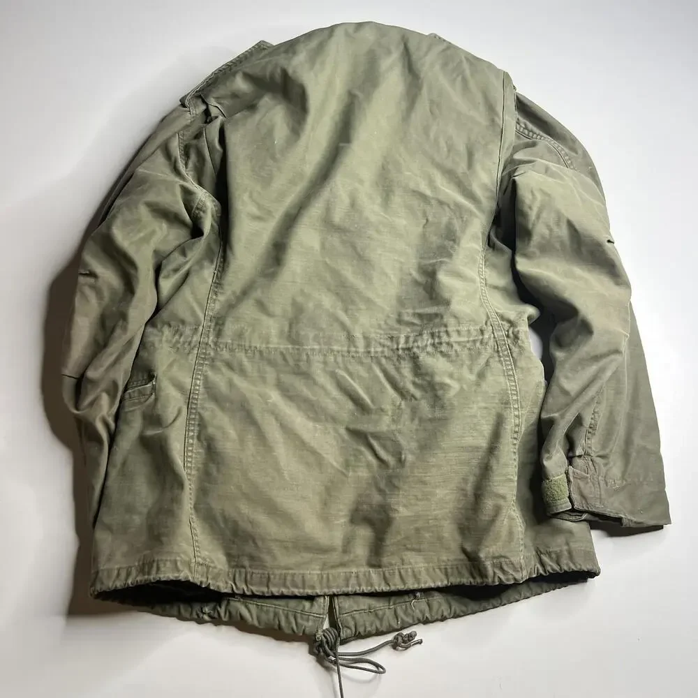 80s m65 Vintage Military Jacket Mens Medium Green Army Field Zip Lined‎ Pockets